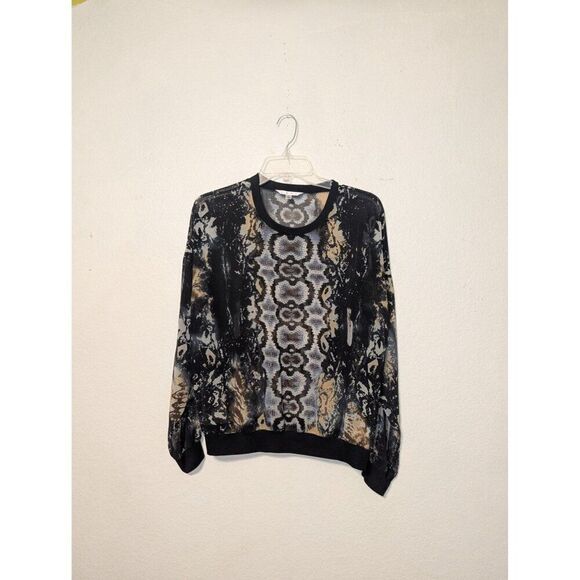 Womens Cabi #572 Dressed Up Sweatshirt Python Medium Sheer Long Sleeve Top - Picture 8 of 11